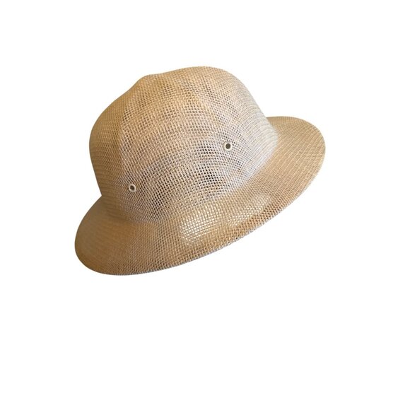Vintage Brookstone Safari Pith Mesh Expedition Hat USA Made Breathable - Picture 3 of 7